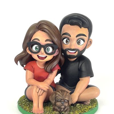 Casal Chibi e seu cachorro Chiwe