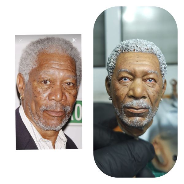 Pintura da Head do incônico Morgan Freeman